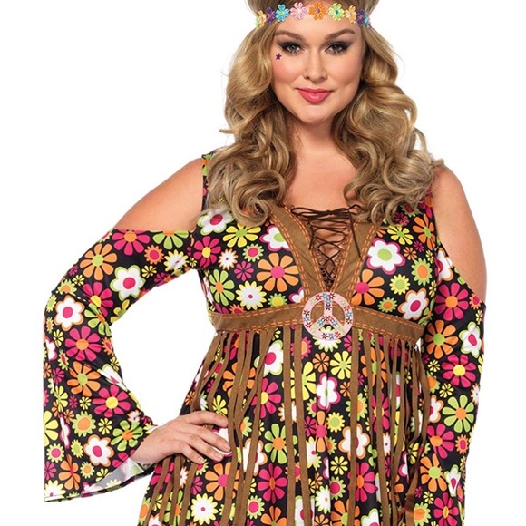 - ✨Hippie PLUS SIZE boho 60’s 70’s costume dress set - Picture 4 of 5